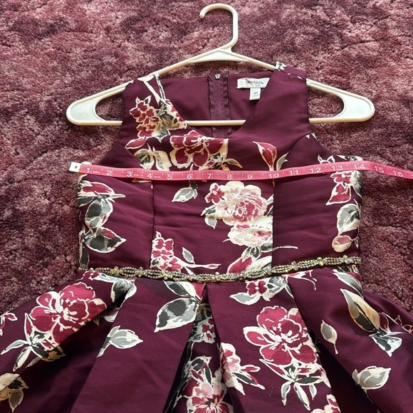 Speechless Kids Formal Floral Jeweled High Low Burgundy Dress size 10 - Picture 6 of 10